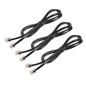Przewód telefoniczny 3.28FT Kabel telefoniczny Linia telefoniczna Przewód RJ11 6P4C Wtyczki Czarny 3szt - Zdjęcie 1 z 5
