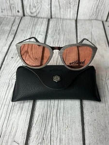 Westwood Round Wood Style Sunglasses With Orange Lenses And Case - Picture 1 of 7