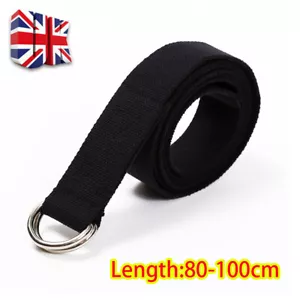 Mens Womens Belt Canvas D Ring Fabric Webbing Waist Belts Waistband Ladies UK - Picture 1 of 8