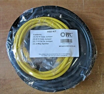PPC HSD KIT Coax Jumpers, Cat 5e Jumper 2-Way Splitter Pack NEW ch-sik-data-02 - Image 1 of 4