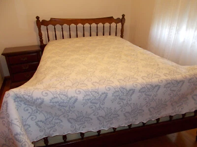 复古 Martha Stewart Everyday Living 大号床罩/床罩,蓝灰色和白色 — 第 1/4 张图片