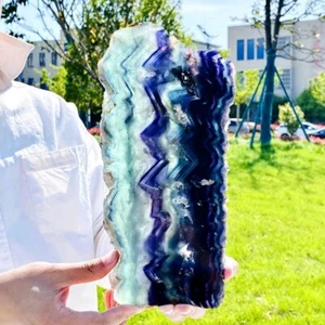 Fetta di fluorite colore naturale 4,14 libbre cristallo di quarzo esemplare minerale - Foto 1 di 14