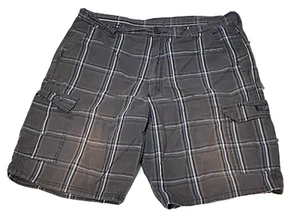 Wrangler cargo chino shorts mens 36 x 10 plaid striped brown blue - Picture 1 of 10