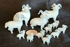 Vintage Glass Miniature Bighorn Sheep Rams Set 12 Figurines Micro Mini Lot #15