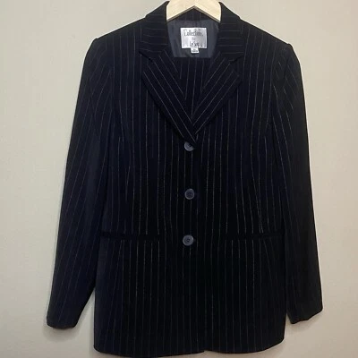 Traje Pantalón Le Suit A Rayas Mujer 6P Negro Blanco Forrado Oficina Corporativo Foto 1 de 4