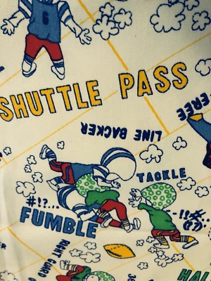 VTG 80 Novelty Children Playing Football Toss Fabric Denim Twill 44" X 1 yd 27" - Image 1 of 4
