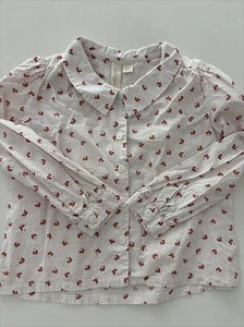 LITTLE COTTON CLOTHES girl Blouse White Floral Size 5 - 6 Y Long sleeves Buttons - Picture 1 of 3