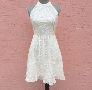 Abito Ted Baker bianco ricamato stile Halter taglia 1 nuovo con etichetta - Foto 1 di 15