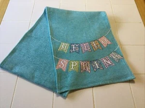 Spring Easter Turquoise Table Runner  72 x 12.5" “Hello Spring" - Imagen 1 de 6