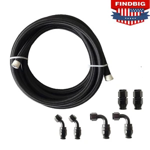6AN - AN6 Black Nylon E85 PTFE Fuel Line 10/12/20/30ft 10 Fittings Hose Kit E85 - Bild 1 von 13