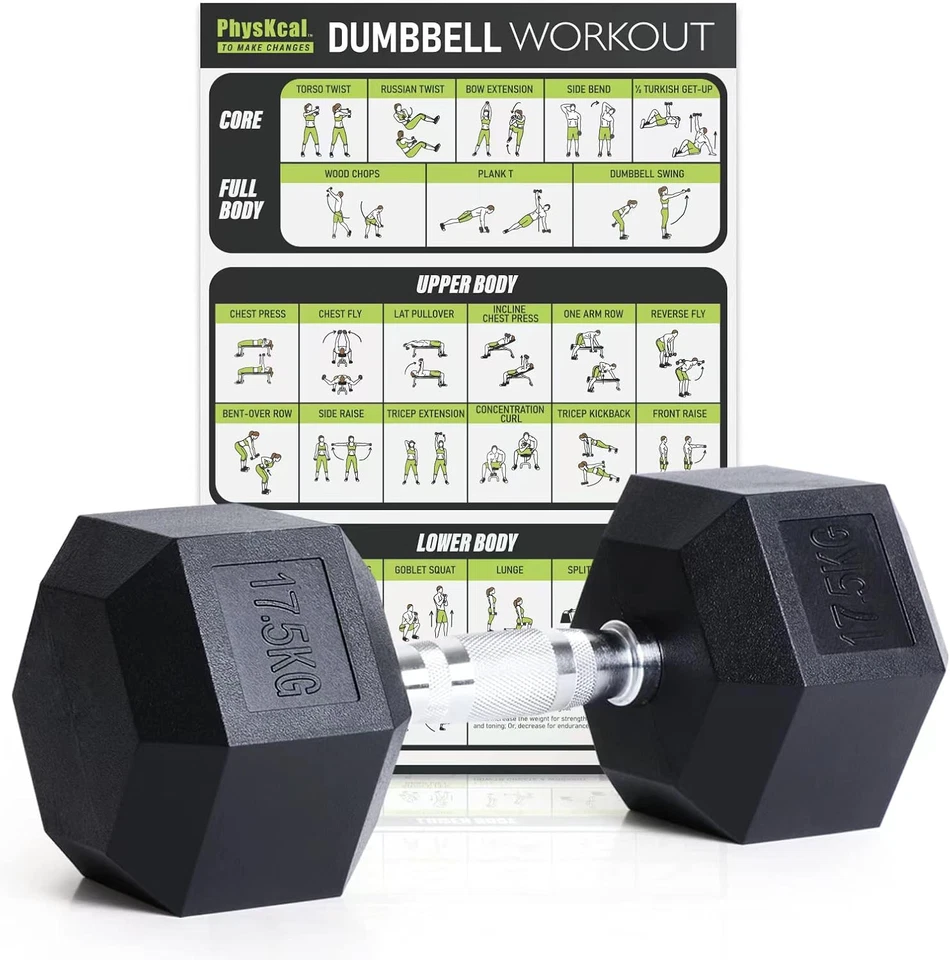 Mancuernas Hexagonales De Goma De Polietileno Inodoras, 2,5 Kg ~ 30 Kg, Par O Un - Imagen 1 de 4