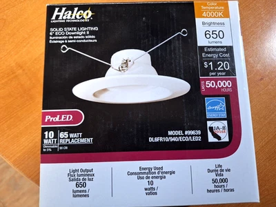 6" Retrofit Eco Downlight II- 10W LED= 65W -4,000K- Halco 99639-120V -Dimmable - Image 1 of 3