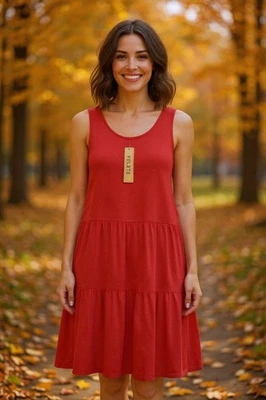 YELETE - новый с Ярлыками, розовый устал сарафан с карманами размер большой, 95% вискоза и 5% спандекс - Изображение 1 из 4