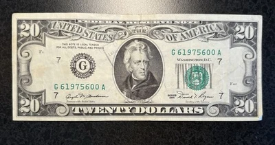 1981 Old $20 Twenty Dollar Federal Reserve Note- G61975600A - Circulated VF - Image 1 of 4