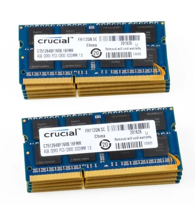 10PCS Crucial 4GB 2RX8 PC3-12800S DDR3 1600Mhz SODIMM 204Pin Laptop Memory RAM - Image 1 of 4