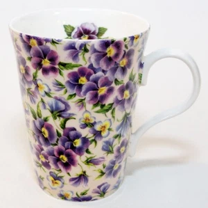 Crown Trent Porzellan Becher England Stiefmütterchen Veilchen Vintage 9 oz Bone China Blumen - Bild 1 von 6