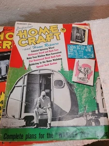 Lot Of 5 Retro POPULAR HOME CRAFT Magazine Tear Drop Trailer Plans DIY HOMESTEAD - Imagen 1 de 6