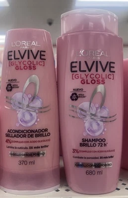 Set L’Oréal ELVIVE Champú y Acondicionador Brillo Glicólico 680ML (23oz) GRANDE Foto 1 de 2