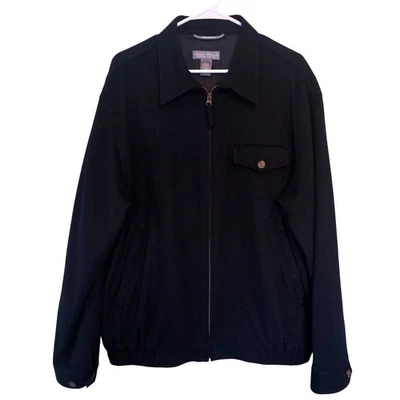 Daniel Cremieux Men's Black Wool Blend Zip Up Jacket L Loro Piana Storm System - Image 1 of 4