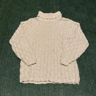 Suéter De Colección Woolrich 100% Algodón Tejido con Cable Cuello Alto Beige Para Mujer Pequeño EE. UU. Foto 1 de 4