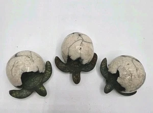 Three Ben Diller Signed Hawaii Sea Turtles Hatching Honu Raku Fired Pottery - Picture 1 of 7