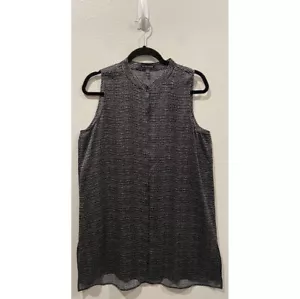Blusa túnica EILEEN FISHER negra plateada sin mangas talla M - Imagen 1 de 4