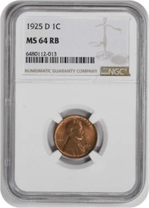 1925-D Lincoln Cent MS64RB NGC - Picture 1 of 2