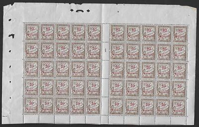 French Morocco stamps1911 YV DUE 11 folded Gutterpair Sheet of 50 /CAT VALUE$800 - Image 1 of 2