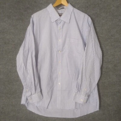 Kirkland Signature Non Iron Dress Shirt 18-35 Cotton Blue Purple White Pit 27 - Image 1 of 4