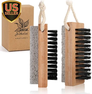 Foot Scrubber Brush with Pumice Stone for Feet Hands, Wooden Cleaning Fingern... - Picture 1 of 1