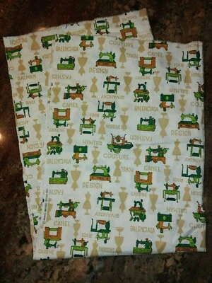 Marcus Brothers Textile Craft Vintage Sewing Machine Fabric Piece 33" x 46"w - Image 1 of 4