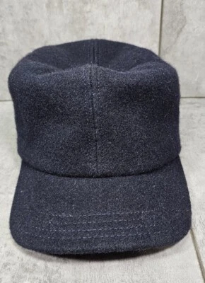 Gorra de lana de poliéster vintage gorra de invierno azul marino para hombre sombrero mediano hecho en EE. UU.  Foto 1 de 4