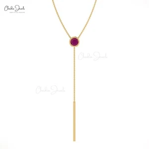 1/4CT Ruby Gemstone Lariat Necklace 14k Solid Gold Women Necklace Christmas Gift - Picture 1 of 22