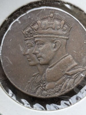 Moneda medalla 31 mm Canadá Salvtat Royal Visit 1939 bronce macizo Jorge VI Isabel Foto 1 de 2