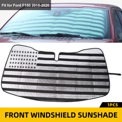 Foldable Front Windshield Sunshade Visor Cover Flag Style For Ford F150 2015-20 Foto 1 de 4