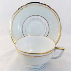 POLKA IVORY by Raynaud Limoges Cup & Saucer NEW NEVER USED made in France - Picture 1 of 3