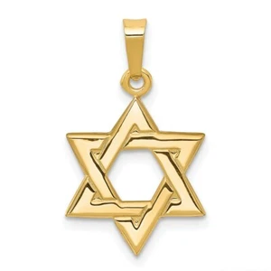 14K Yellow Gold Star of David Pendant 23mm length - Picture 1 of 5