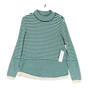 Maglione donna Liz Claiborne nuovo con etichetta S piccolo verde a righe nonna misto cotone - Foto 1 di 10