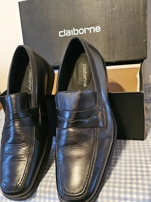 ZAPATOS DE VESTIR HOMBRE CUERO CLAIBORNE TALLA 10.5 COLOR NEGRO CON CAJA Foto 1 de 4