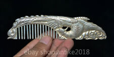 6 " Rare Old Chinese Silver Dynasty Phoenix Bird Pattern Woman Jewelry comb