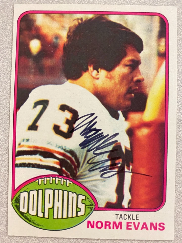 Norm Evans signed MIAMI DOLPHINS card  1976 Topps    - Image 1 of 1