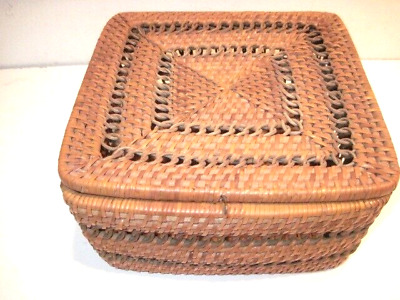 Vintage Asian Oriental Antique Sewing Basket With Hinged Lid & Open Work - Vgc! • 23.49$