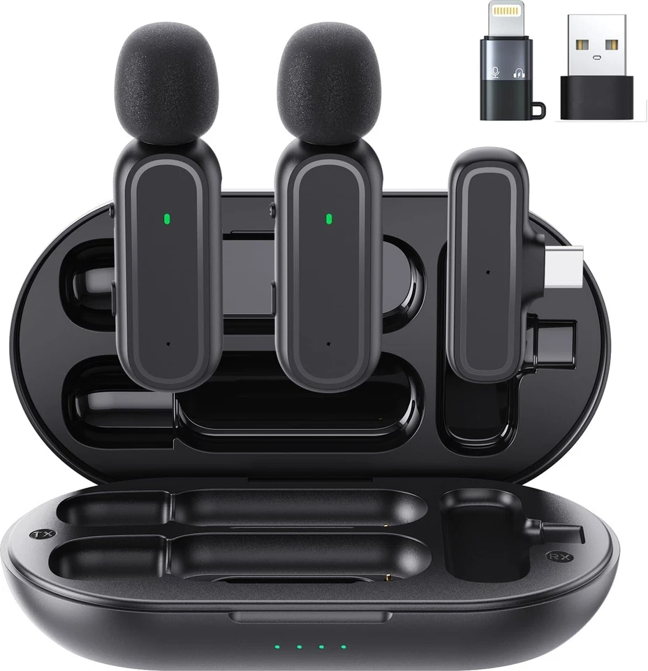 ‎VOIJUMP Professional Wireless Lavalier Mic for iPhone iPad Android PC Including Adapter