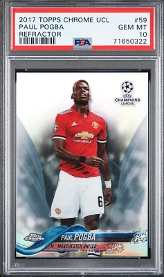 2017-18 Topps Chrome UCL Paul Pogba Base Refractor PSA GEM MINT 10 2018 #59 Man - Image 1 of 2