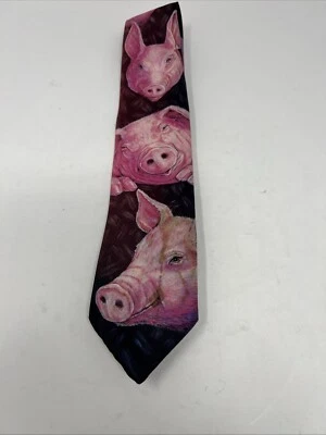 Ralph Marlin Harley Davidson 领带复古领带猪 1989 聚酯纤维 美国 — 第 1/4 张图片