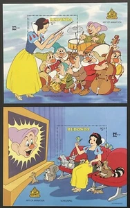 REDONDA SNOW WHITE & THE SEVEN DWARFS DISNEY STAMPS CAPEX 87 FAIRYTALE ANIMATE 1 - Picture 1 of 3