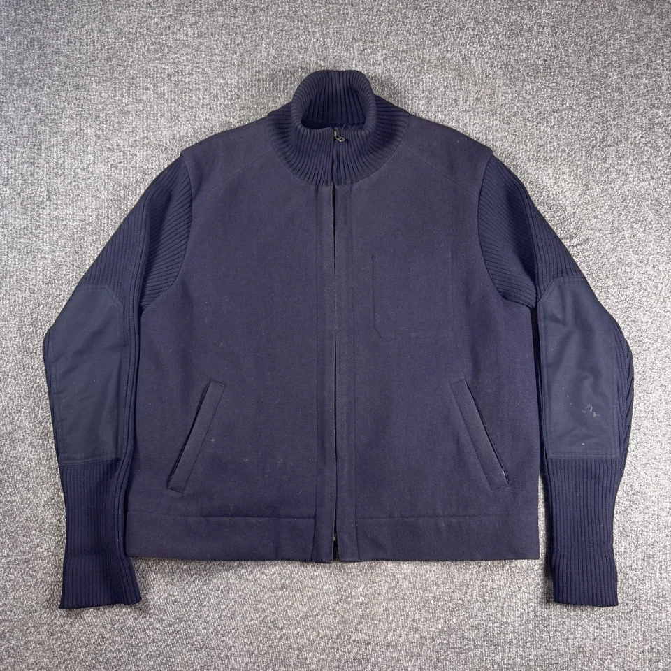 Vintage Gap Jacket Mens XL Navy Wool Full Zip Ribbed Sweater Pockets  - Image 1 of 4