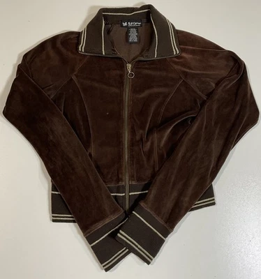 Chaqueta de Pista Vintage Y2k Autoestima Marrón Terciopelo Cremallera Talla XS Juicy McBling Foto 1 de 4