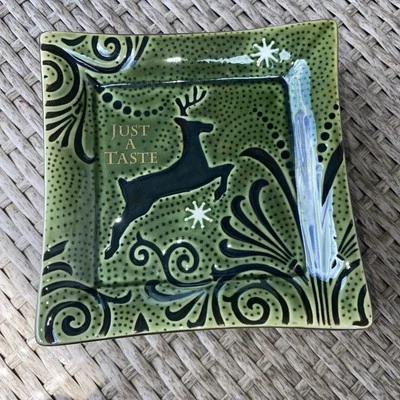 Grasslands Road Deer JUST A TASTE 5.75" Appetizer Plate Set 4Pc  Green Holidays - Image 1 of 4