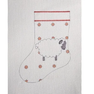 HAND PAINTED NEEDLEPOINT CANVAS: LAMB CHRISTMAS STOCKING     GG - Picture 1 of 2